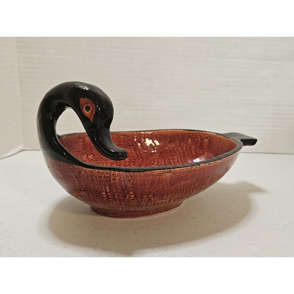 Vintage Rare Nora Fenton from Italy Ceramic Brown  Duck Bowl Planter Italian - Picture 2 of 4